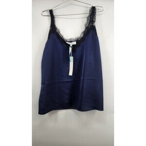 The Modern Abstract Navy Blue Medium Jane Lace Trim Cami Top NWT
